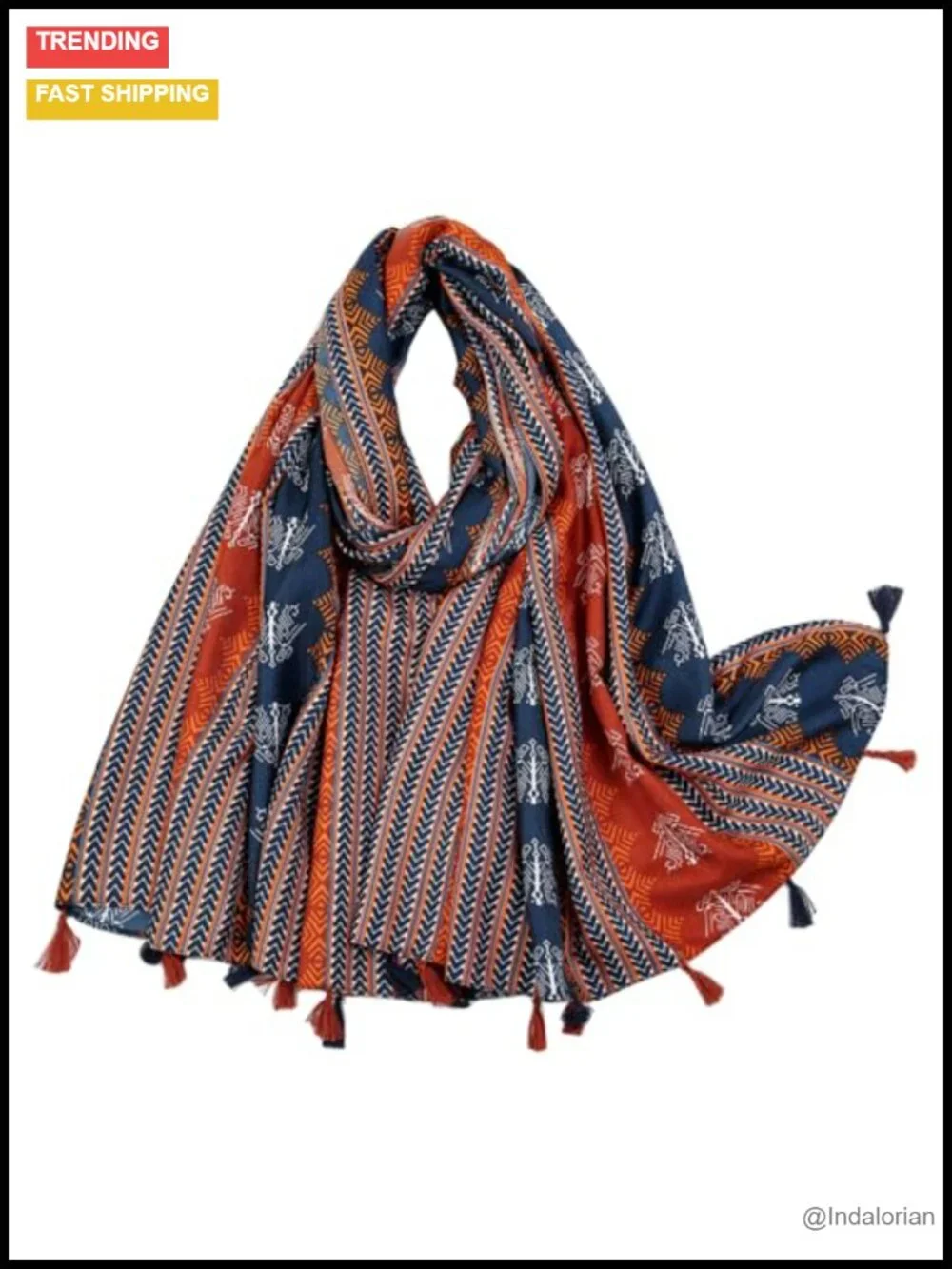 Lightweight Floral Printed Fringed Shawl Wrap Scarf